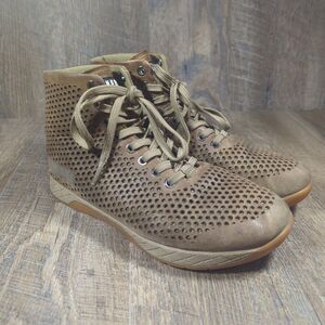 NOBULL High Top Coffee Brown Leather Trainers Athletic Shoes MEN 7 WOMEN 8.5